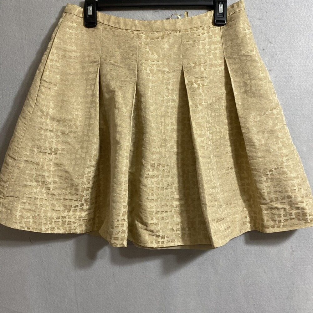 J. Crew Women's Festive Metallic Golden Pleaded Skirt with Pockets Sz‎ 6